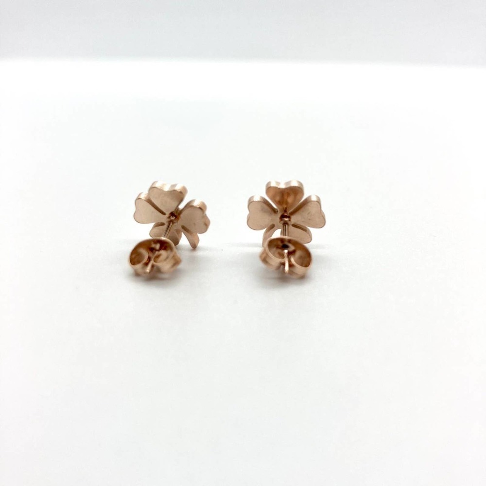 Rose Gold Four Leaf Clover Earring Pair - Picture 6 of 9